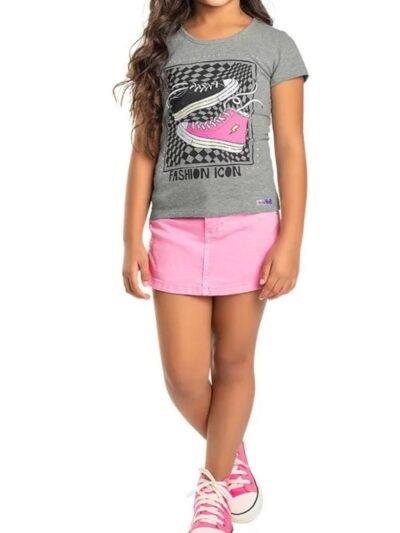 Blusa Infantil de Menina Manga Curta Estampada